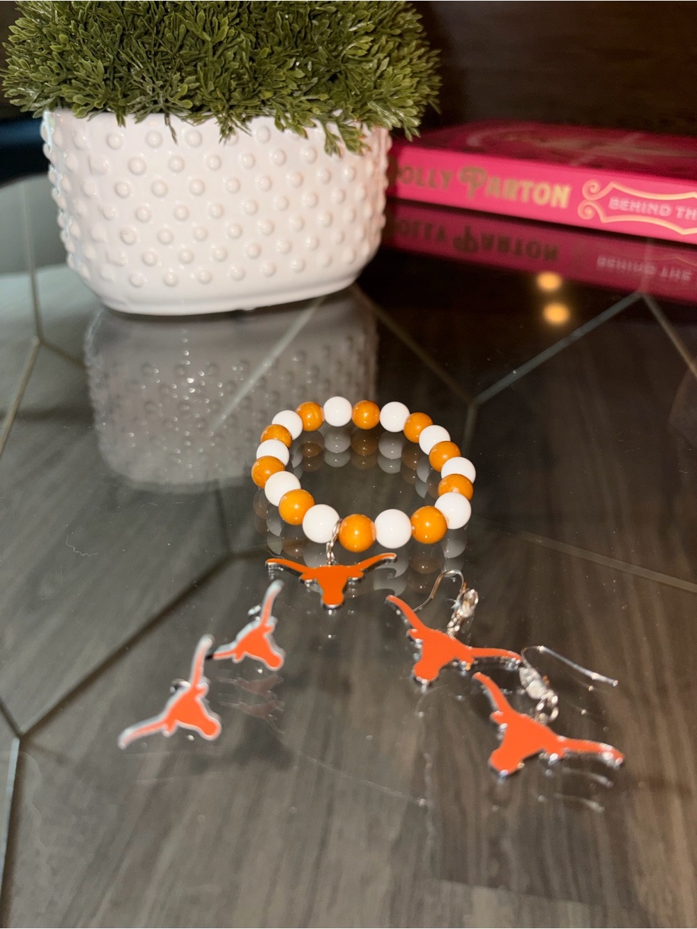 Longhorn/ Mavericks Charm Beaded Bracelet and 2 pairs of Earrings!!